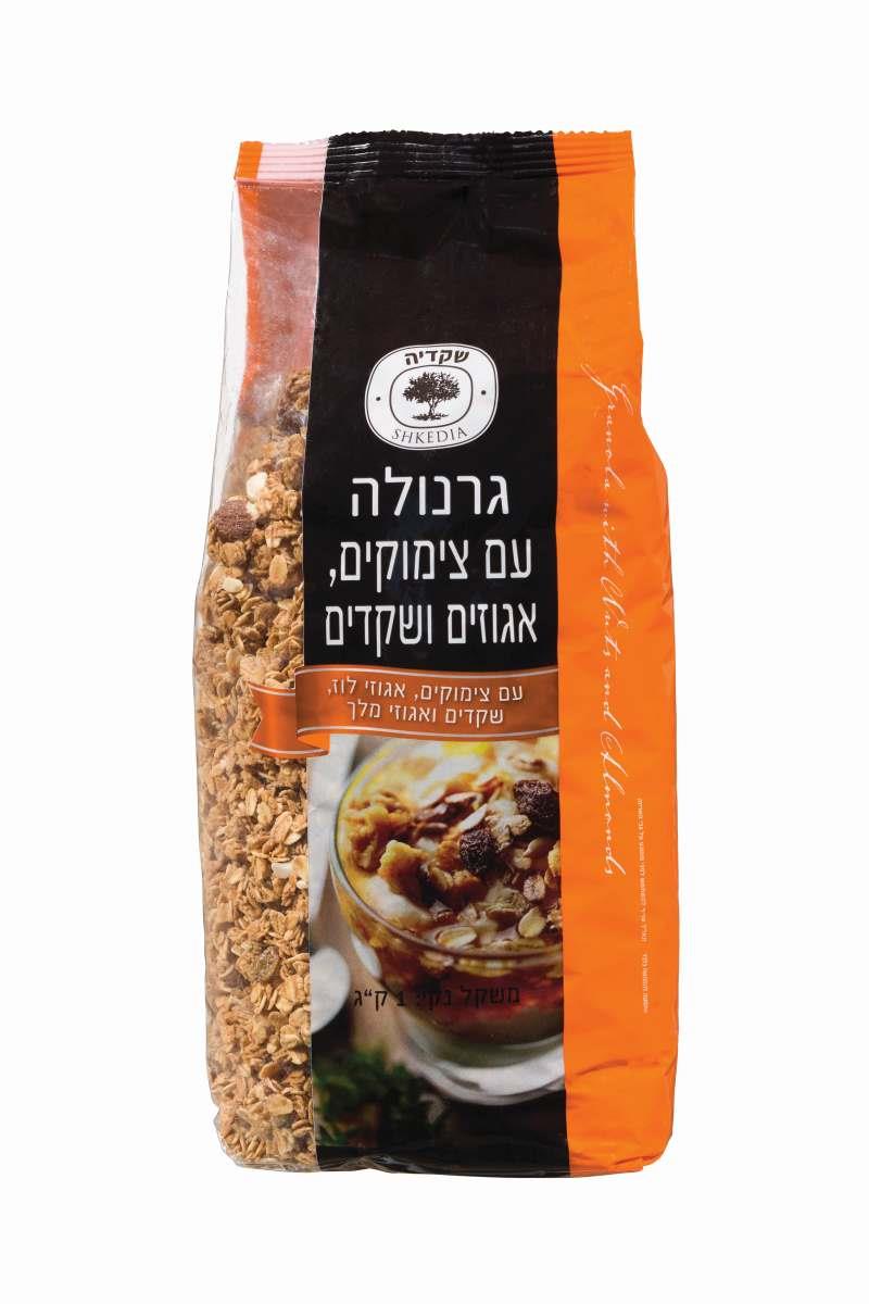 גרנולה שיבולת שועל עם צימוקים, אגוז ושקד – 500 גרם × 12 יחידות (מארז)