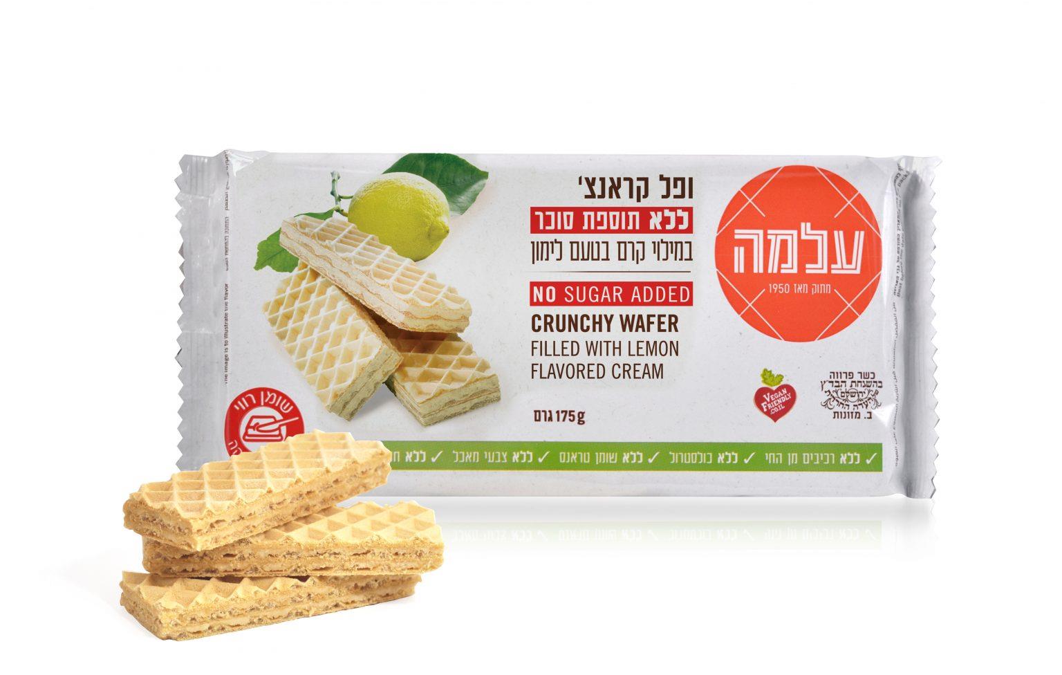 עלמה וופל בטעם לימון ללא תוספת סוכר – 175 גרם × 24 יחידות (מארז)