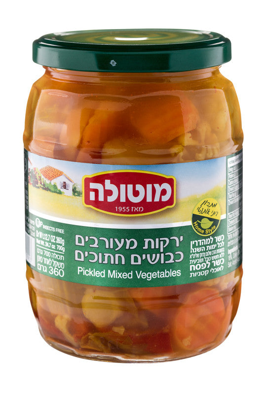 מוטולה צנצנת ירקות מעורבים (פיקלס) – 360 גרם × 12 יחידות (מארז)