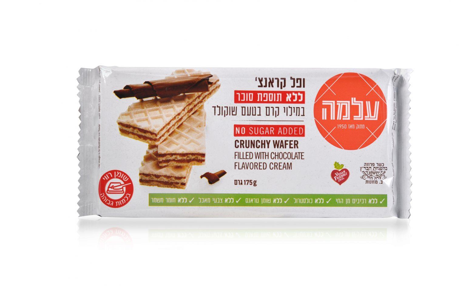 עלמה וופל בטעם שוקולד ללא תוספת סוכר – 175 גרם × 24 יחידות (מארז)