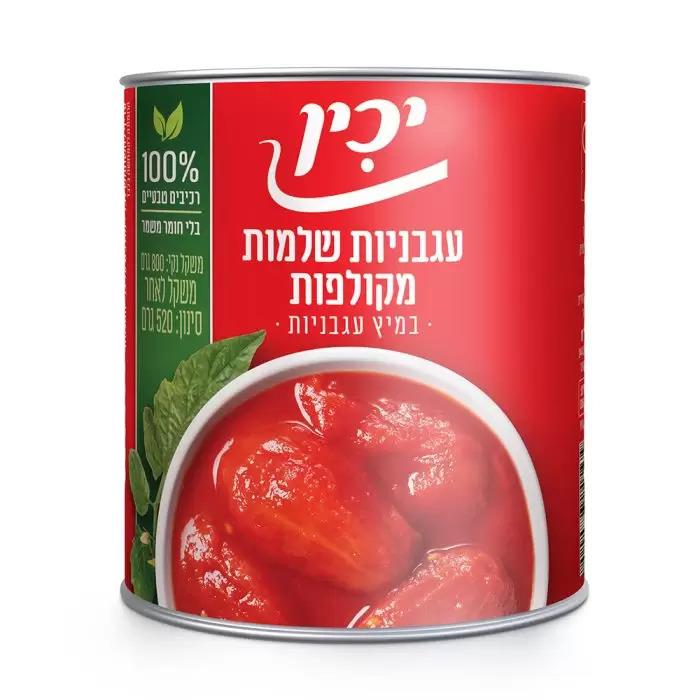 יכין עגבניות שלמות מקולפות – 800 גרם × 12 יחידות (מארז)