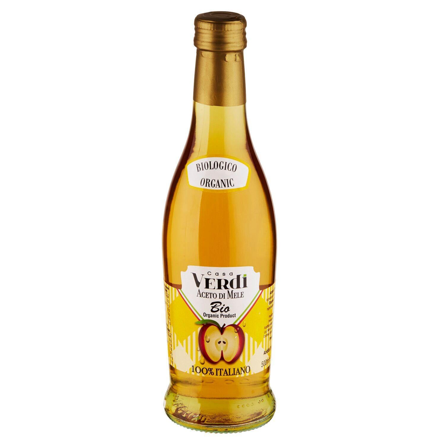 חומץ תפוחים איטלקי אורגני VERDI (מבצע) – 500 מ"ל × 12 יחידות (מארז)