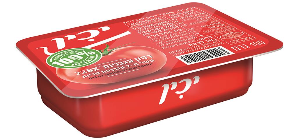 יכין רסק עגבניות באריזת פלסטיק – 100 גרם × 60 יחידות (מארז)